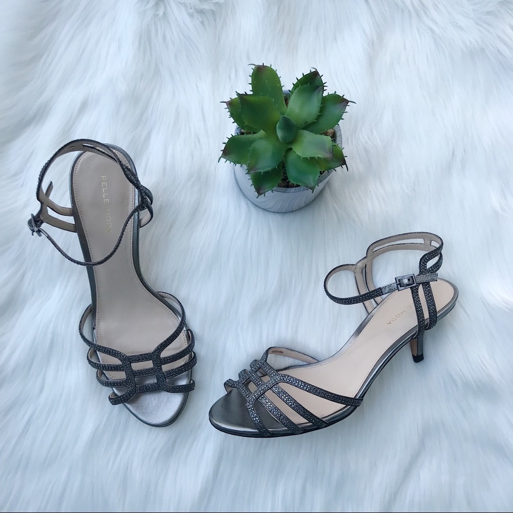 NWOT Pelle Moda Bronzed Crystal Embellished Heel